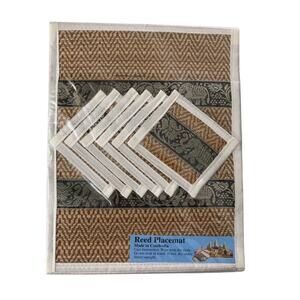Hand-Woven Wicker Reed Placemats & Coaster Set of 6 Thai Style elegant Dining
